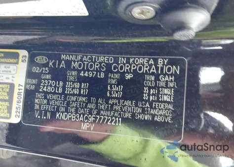 2015 Kia Sportage Lx z USA, uszkodzony, nr VIN KNDPB3AC9F7772211